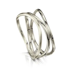 Triple Stacking Wave Ring In 18ct White Gold