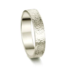Honeycomb 5mm Textured Ring In 18ct White Gold