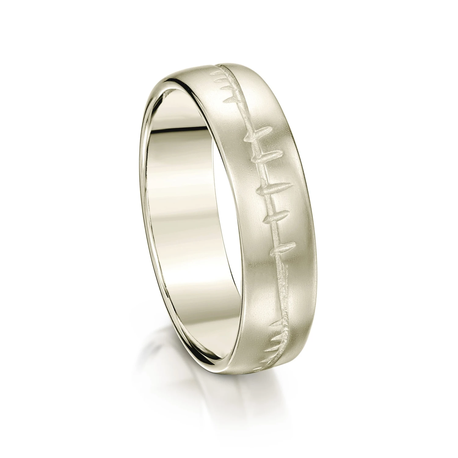Ogham 6mm Oval Court Ring In 18ct White Gold 2 Ogham 6mm Oval Court Ring In 18ct White Gold - Image 2