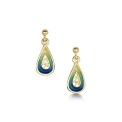 Tidal Treasures Small Enamel Drop Earrings In 18ct Yellow Gold