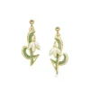 Snowdrop 18ct Yellow Gold Drop Earrings In Opal White Enamel