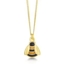 Bumblebee Enamel Pendant In 18ct Yellow Gold