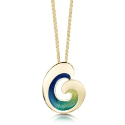 Wave Enamel Dress Pendant In 18ct Yellow Gold