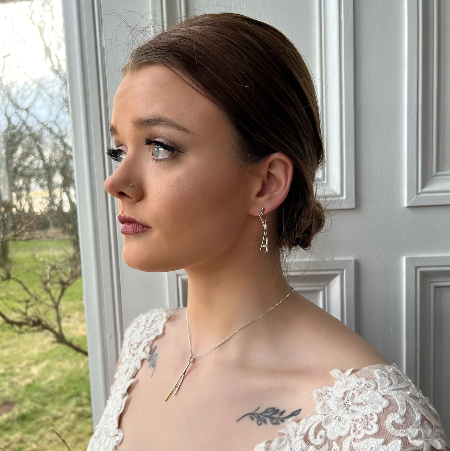 Kiss Diamond Drop Earrings In Silver & 9ct Yellow Gold 3 Kiss Diamond Drop Earrings In Silver & 9ct Yellow Gold - Image 3