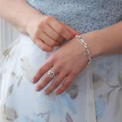 Seasons Sterling Silver Bracelet In Winter Enamel -Bijourist Sales Store 2040pxSeasonsWinterBracelet RingWornTogether