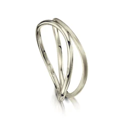 Double Stacking Wave Ring In 9ct White Gold