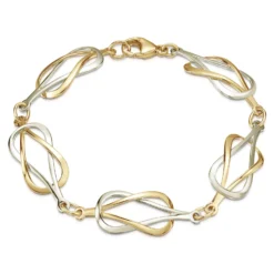 Reef Knot Bracelet In 9ct White And Yellow Gold