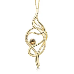 Tidal 9ct Yellow Gold Occasion Pendant With Cognac Diamond