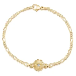 Primula Scotica 1-flower Diamond Bracelet In 9ct Yellow Gold