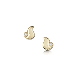 River Ripples Petite Diamond Stud Earrings In 9ct Yellow Gold