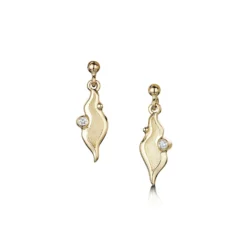 River Ripples Small Diamond Drop Earrings In 9ct Yellow Gold