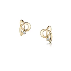 Tidal Diamond Stud Earrings In 9ct Yellow Gold