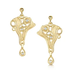 Arctic Stream Diamond Droplet Earrings In 9ct Yellow Gold