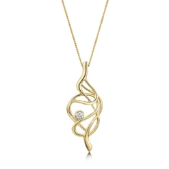 Tidal Diamond Dress Pendant In 9ct Yellow Gold