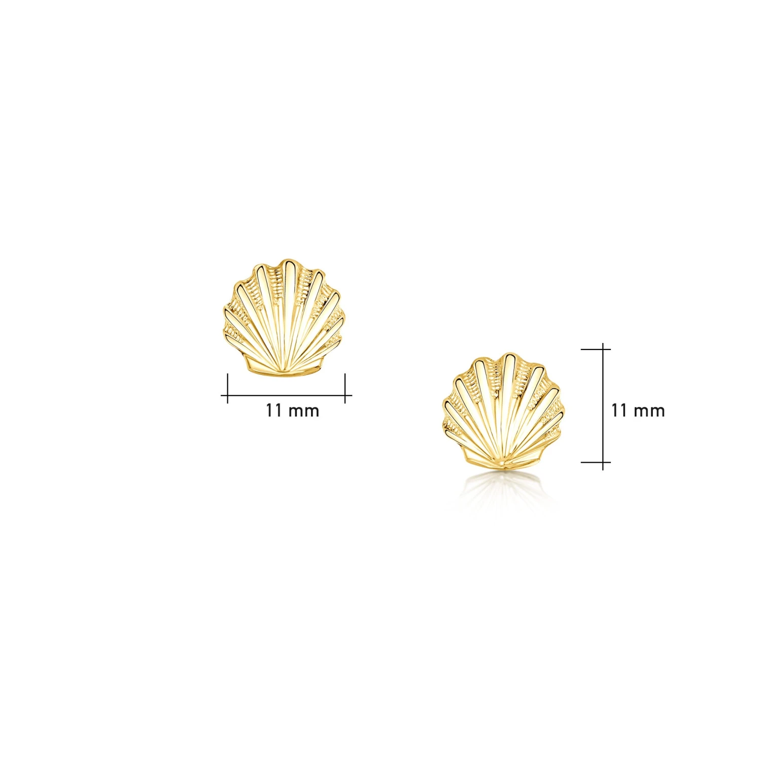 Scallop Stud Earrings In 9ct Yellow Gold 2 Scallop Stud Earrings In 9ct Yellow Gold - Image 2