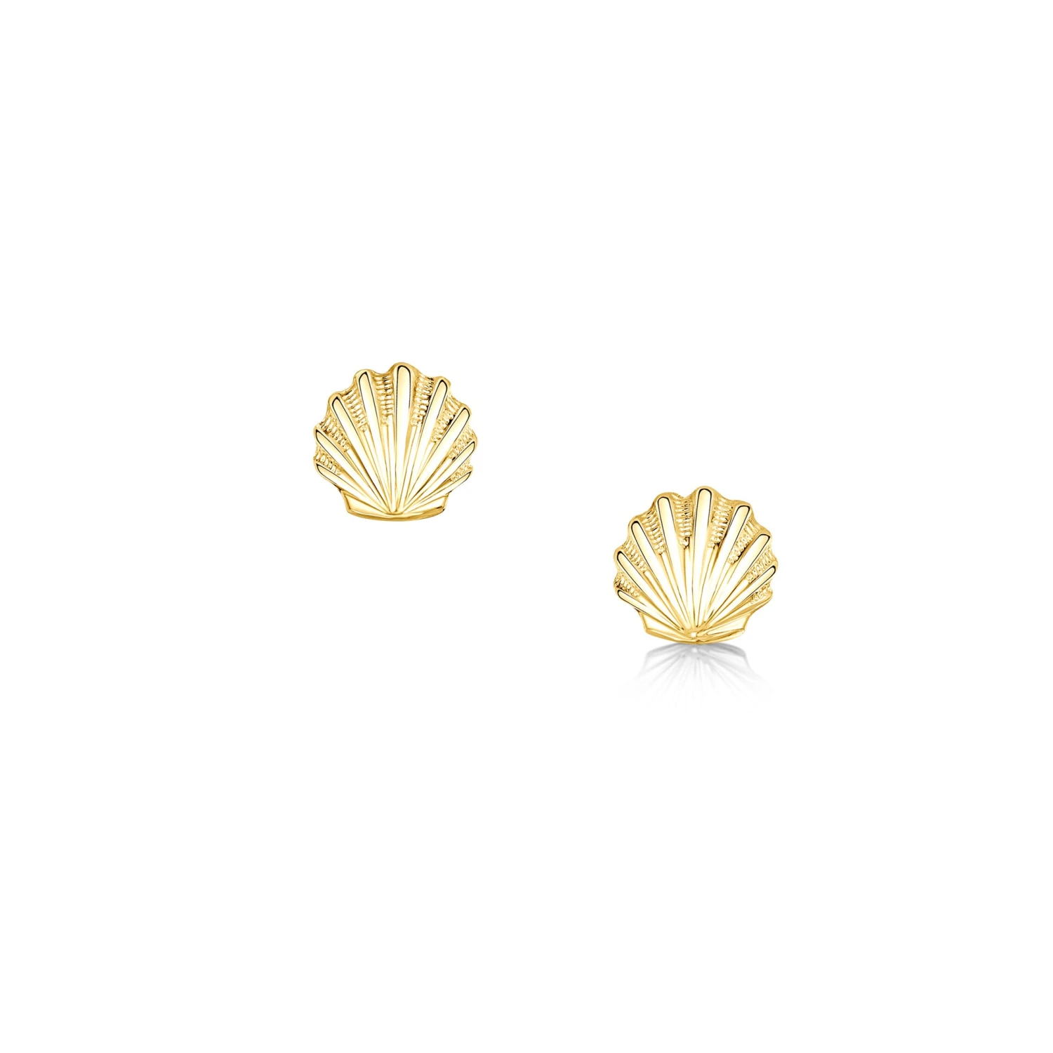Scallop Stud Earrings In 9ct Yellow Gold 1 Scallop Stud Earrings In 9ct Yellow Gold