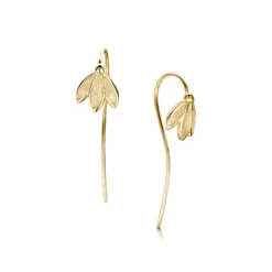 Snowdrop Stem Earrings In 9ct Yellow Gold