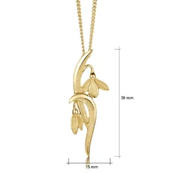 Snowdrop Slender Pendant Necklace In 9ct Yellow Gold -Bijourist Sales Store 9Y P228 sizes