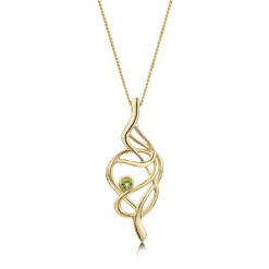 Tidal Peridot Dress Pendant In 9ct Yellow Gold