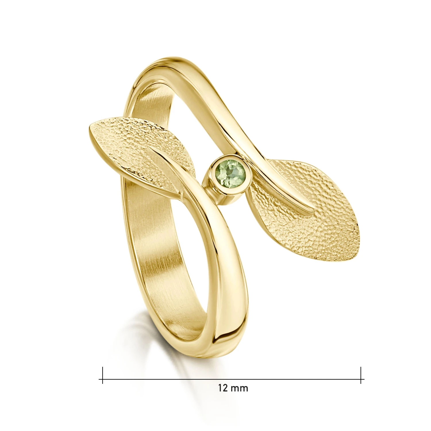Rowan Leaves Ring In 9ct Yellow Gold With Peridot 2 Rowan Leaves Ring In 9ct Yellow Gold With Peridot - Image 2