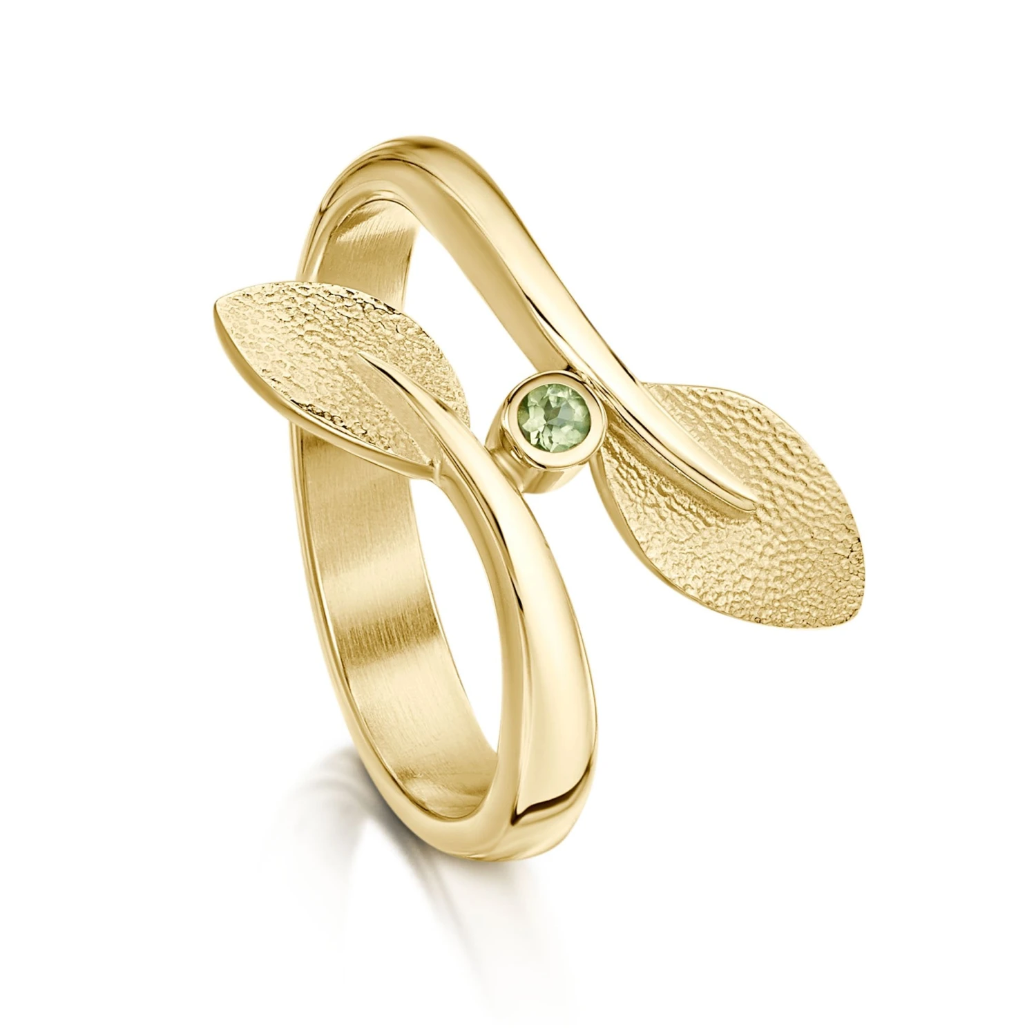 Rowan Leaves Ring In 9ct Yellow Gold With Peridot 1 Rowan Leaves Ring In 9ct Yellow Gold With Peridot