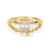 Scallop Peach Pearl Ring In 9ct Yellow Gold