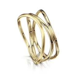 Triple Stacking Wave Ring In 9ct Yellow Gold