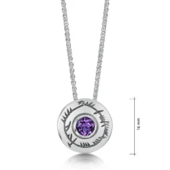 Ogham Small Amethyst Pendant In Sterling Silver -Bijourist Sales Store AMY SP0099 sizes
