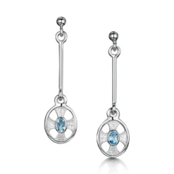 Cross Of The Kirk Blue Topaz Dress Drop Earrings In Crystal Enamel