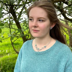 Seasons Silver 3-leaf Stud Earrings In Summer Enamel -Bijourist Sales Store BeccywearingSeasonsnecklace earringsENX263EEX263