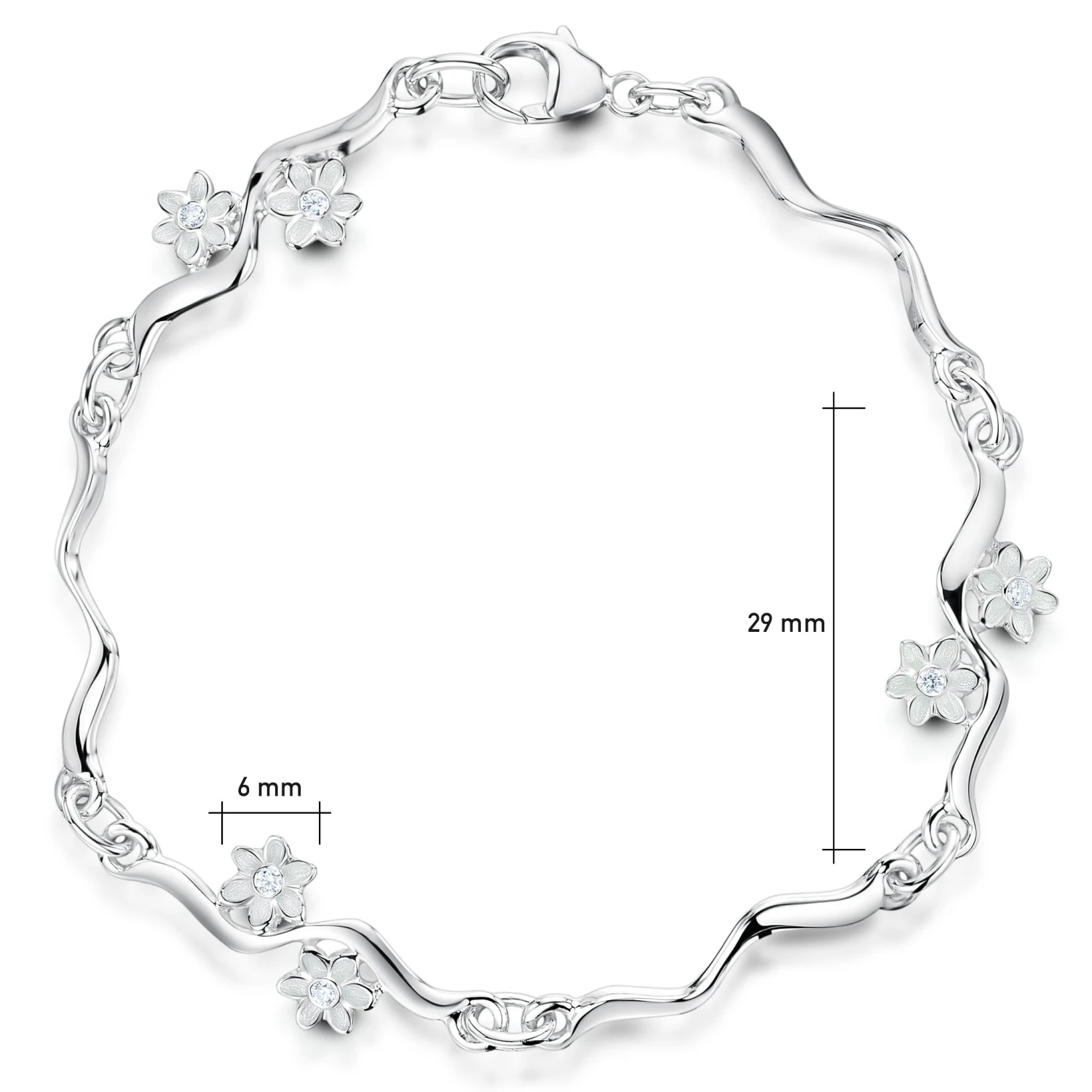 Daisies At Dawn Cubic Zirconia 6-flower Enamel Bracelet 3 Daisies At Dawn Cubic Zirconia 6-flower Enamel Bracelet - Image 3