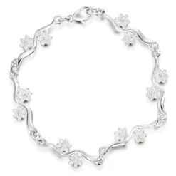 Daisies At Dawn Cubic Zirconia 12-flower Enamel Bracelet
