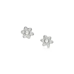 Daisies At Dawn Petite Enamel Stud Earrings With CZ