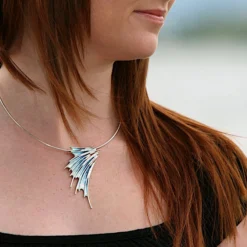 Cascade Enamel Occasion Necklace In Sterling Silver