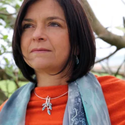 Rowan Dress Necklace In Sage Enamel With Moonstone, Pearl & CZ -Bijourist Sales Store DawnwearingRowaninSage2