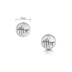 Ogham Small Stud Earrings In Sterling Silver 6 Ogham Small Stud Earrings In Sterling Silver -Bijourist Sales Store E099 sizes