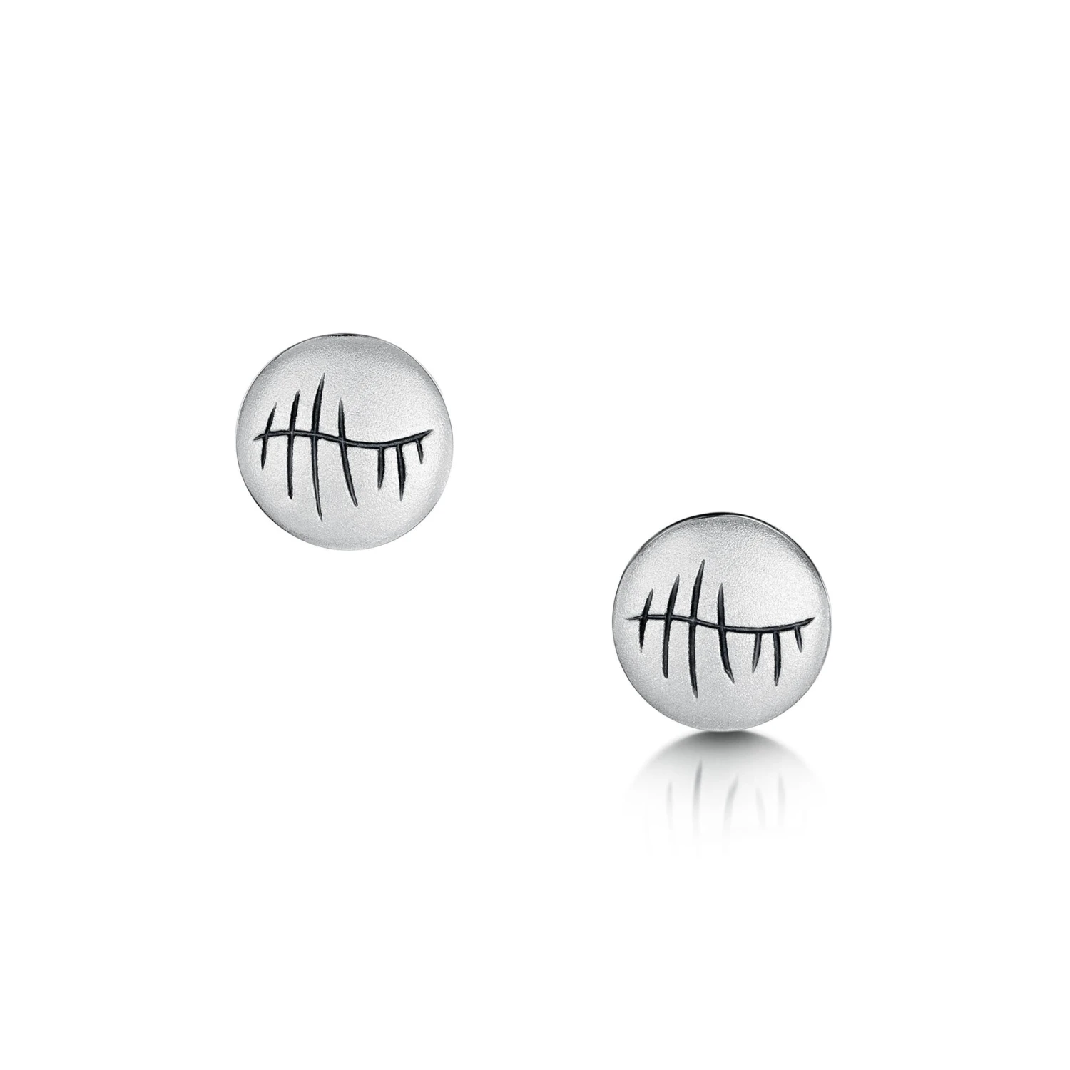 Ogham Small Stud Earrings In Sterling Silver 2 Ogham Small Stud Earrings In Sterling Silver - Image 2