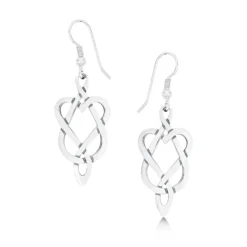 Lover’s Knot Silver Heart Drop Earrings
