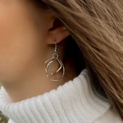 Tidal Small 2-part Hoop Earrings In Sterling Silver