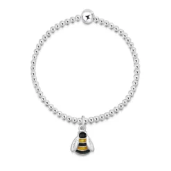 Bumblebee Enamel Stretch Bracelet In Sterling Silver