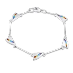 Rainbow 5-link Enamel Bracelet In Sterling Silver