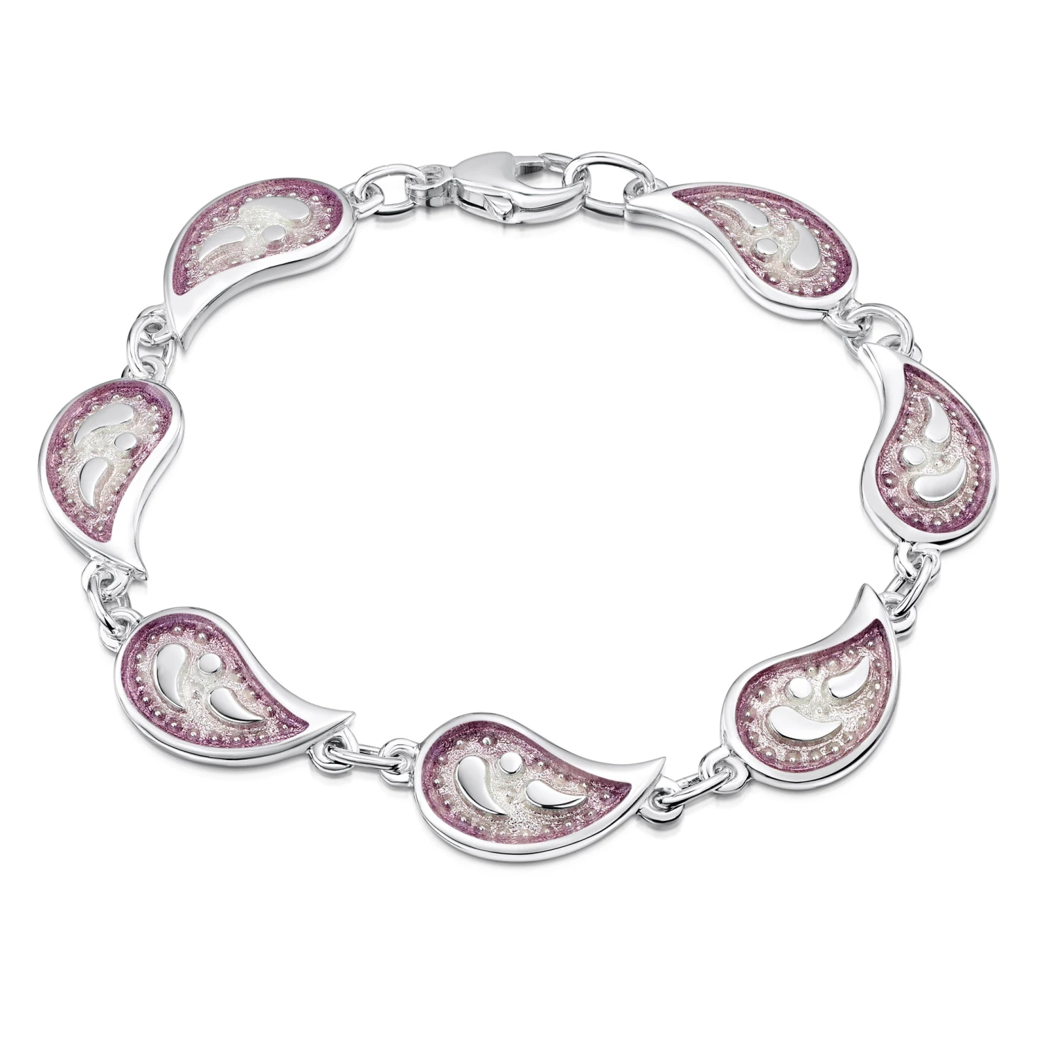 Paisley Leaf 7-link Bracelet In Champagne Enamel 1 Paisley Leaf 7-link Bracelet In Champagne Enamel