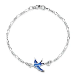 Swallows Sterling Silver Bracelet In Sapphire Enamel