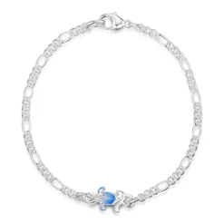Small Bluebell Enamel Bracelet In Sterling Silver