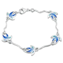 Summer Splash Small 5-link Enamel Bracelet In Sterling Silver