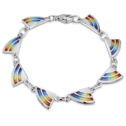 Rainbow Enamel Bracelet In Sterling Silver