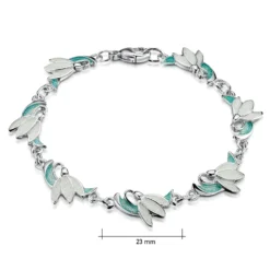 Snowdrop 7-flower Sterling Silver Bracelet In Leaf Enamel -Bijourist Sales Store EBL226 LEAF sizes