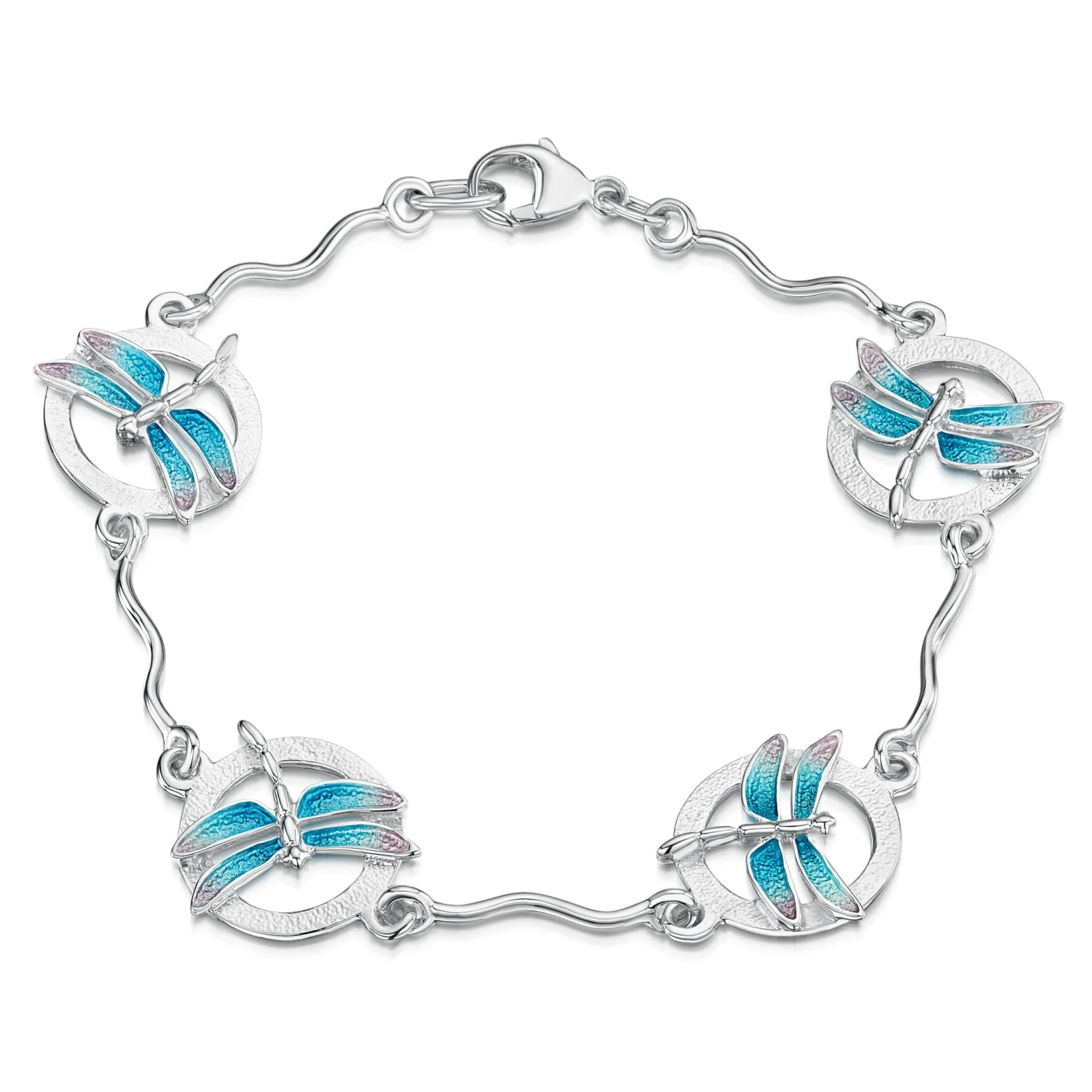 Dragonfly Enamelled Bracelet In Sterling Silver 1 Dragonfly Enamelled Bracelet In Sterling Silver