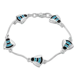 Bumblebee Sterling Silver Bracelet In Blue Enamel