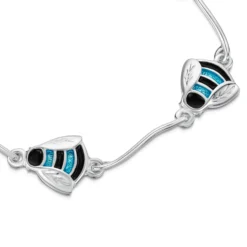 Bumblebee Sterling Silver Bracelet In Blue Enamel -Bijourist Sales Store EBL273 BLUE close up